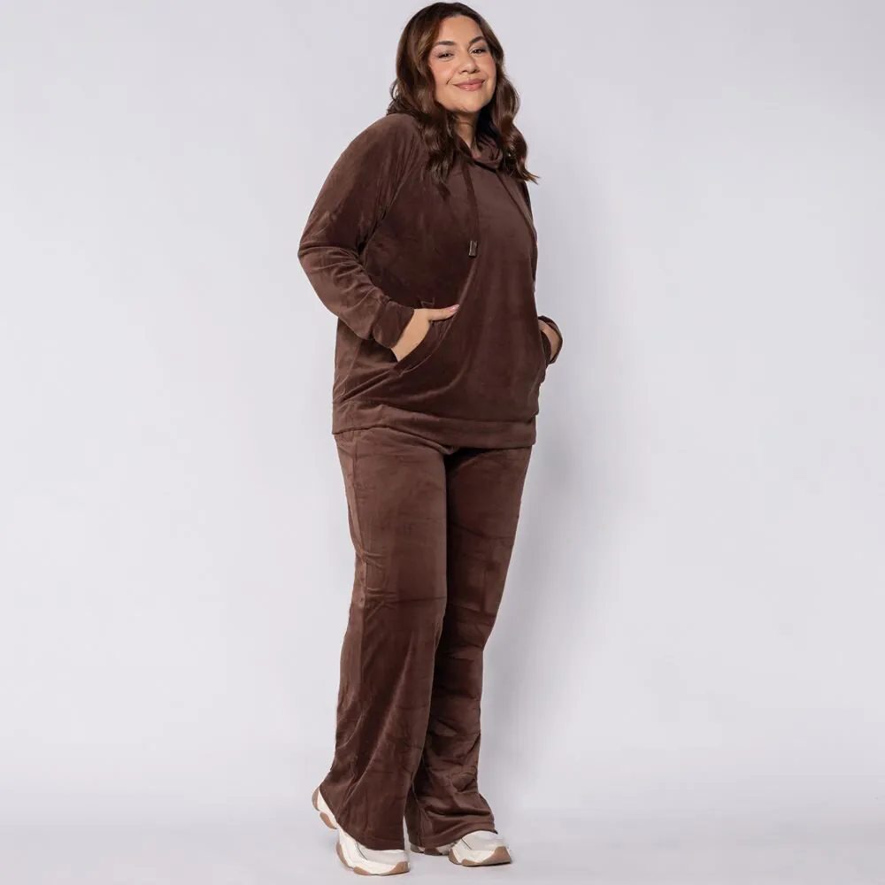 Calça Feminina Plus Size em Plush Scream Marrom