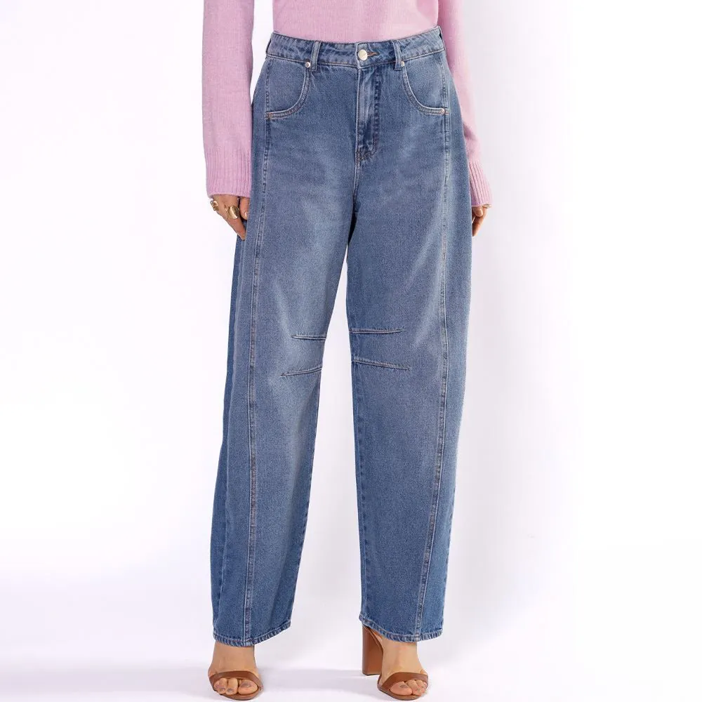 Calça Jeans Feminina Baggy Boby Blues Azul Claro