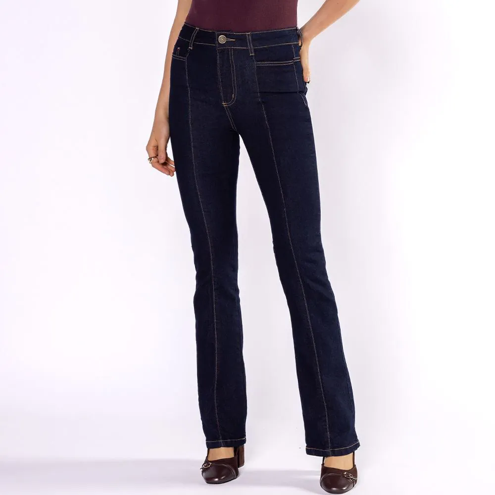 Calça Jeans Feminina Boot Cut Sawary Azul Escuro