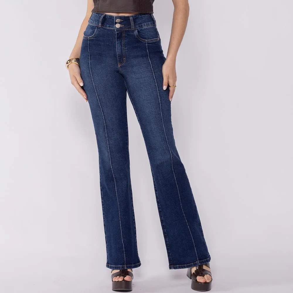 Calça Jeans Feminina Flare Boby Blues Azul Medio