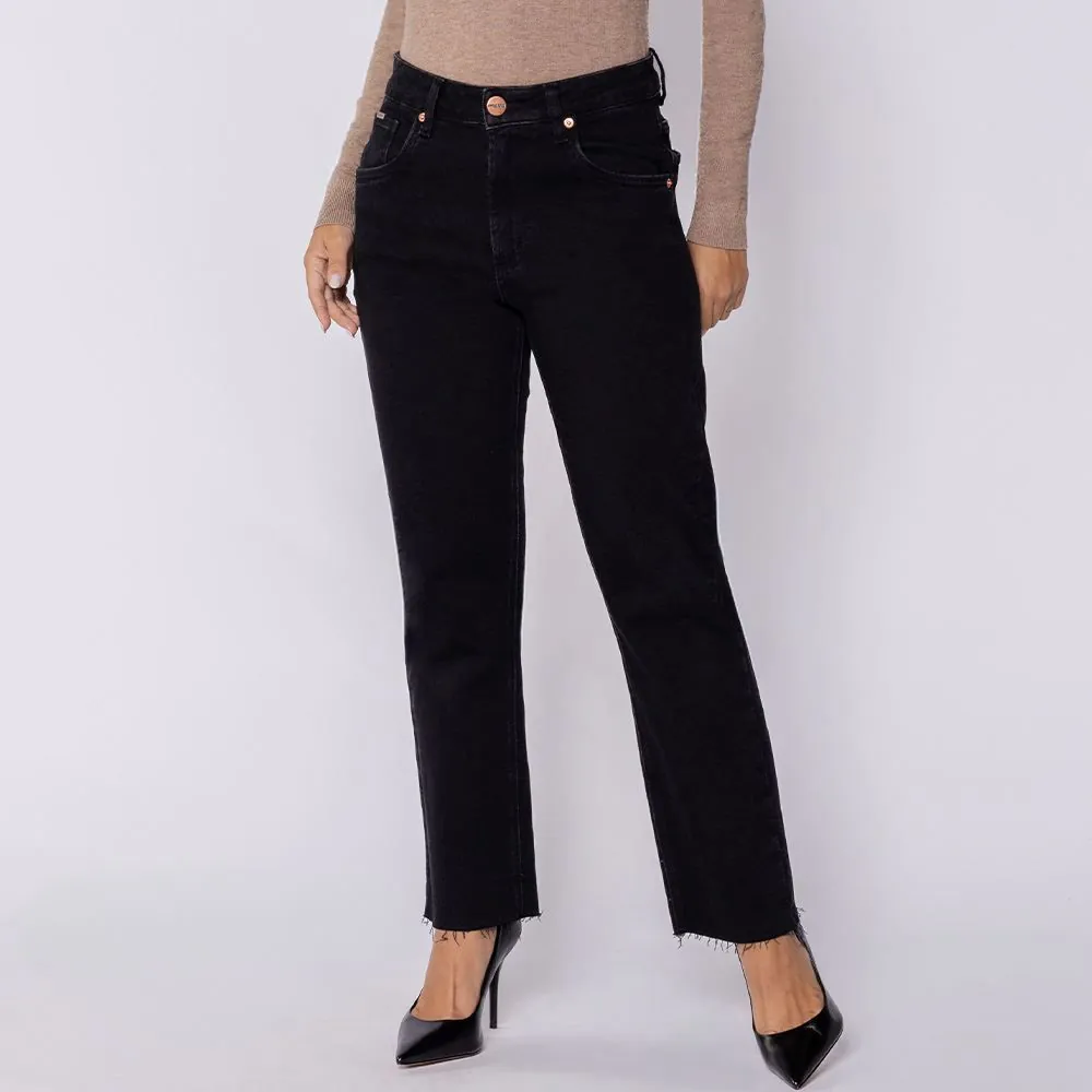 Calça Jeans Feminina Flare Cropped Boby Blues Preto