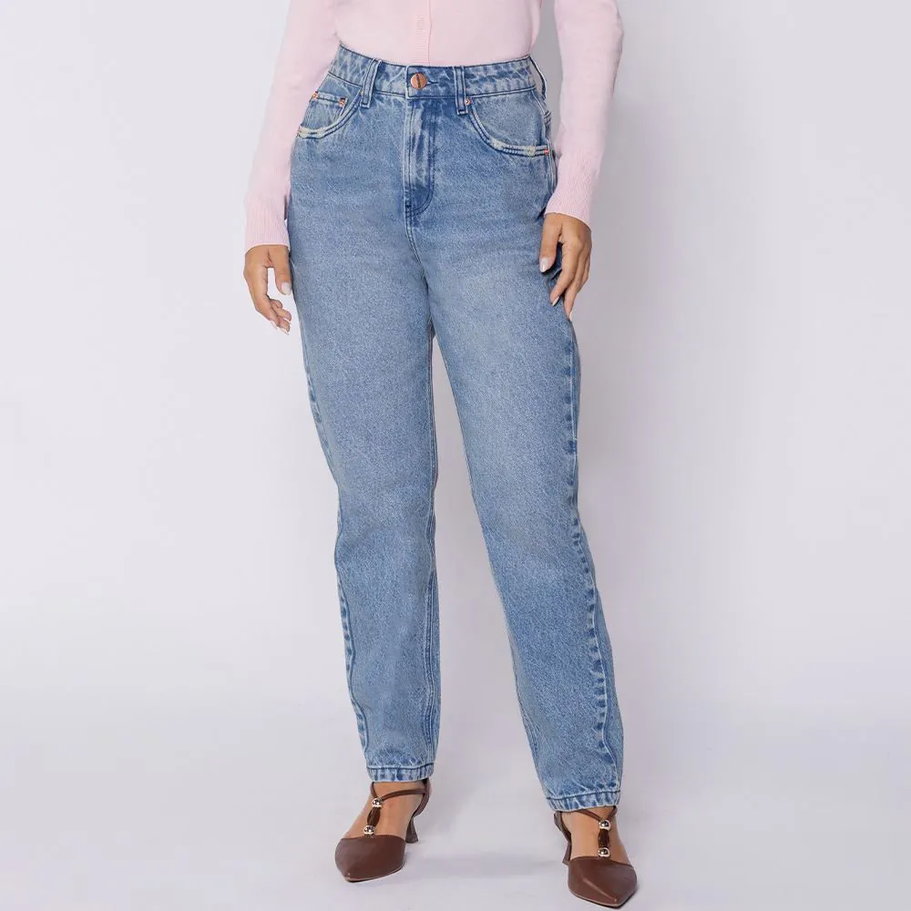 Calça Jeans Feminina Mom Boby Blues Azul Cha