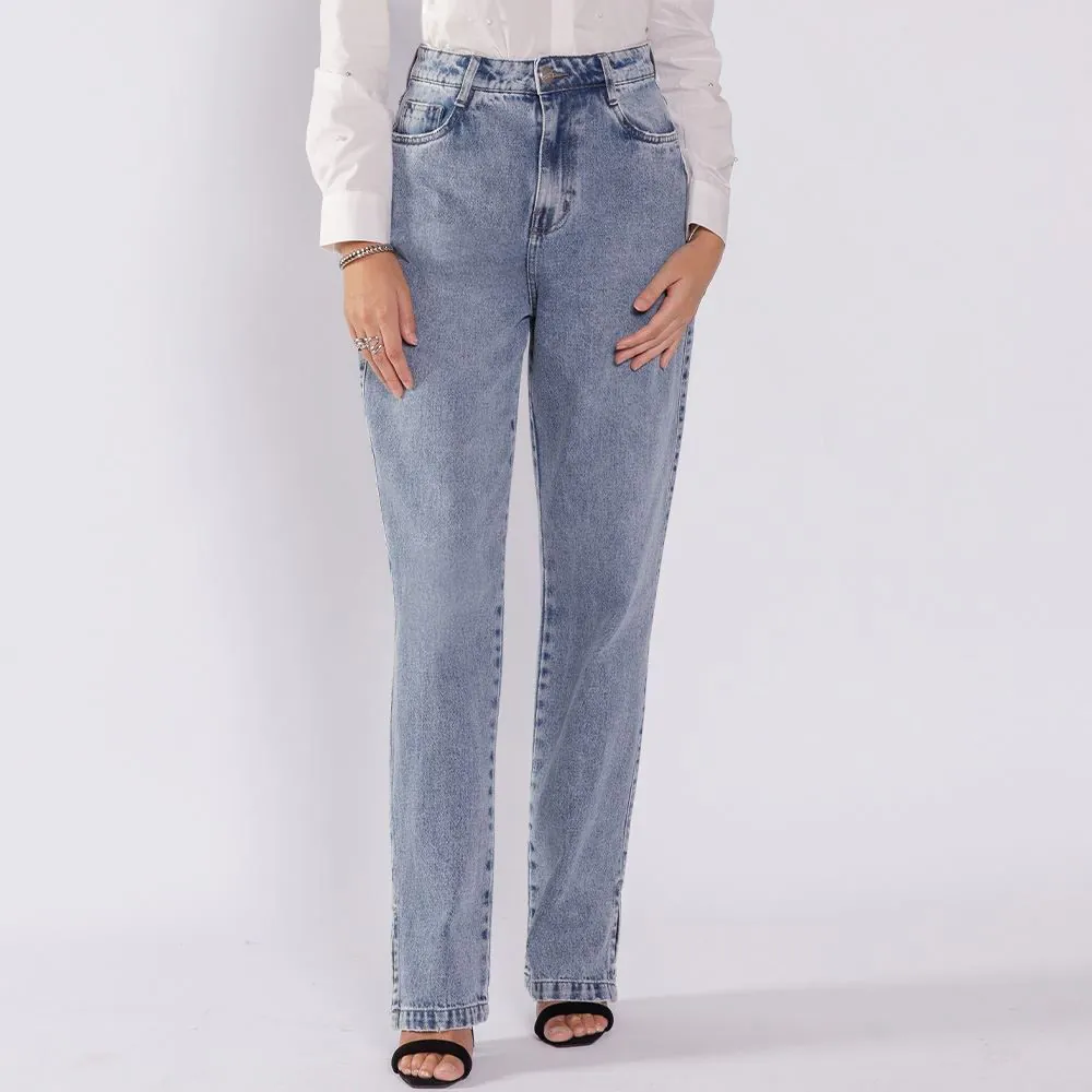Calça Jeans Feminina Reta Patricia Foster Azul Claro