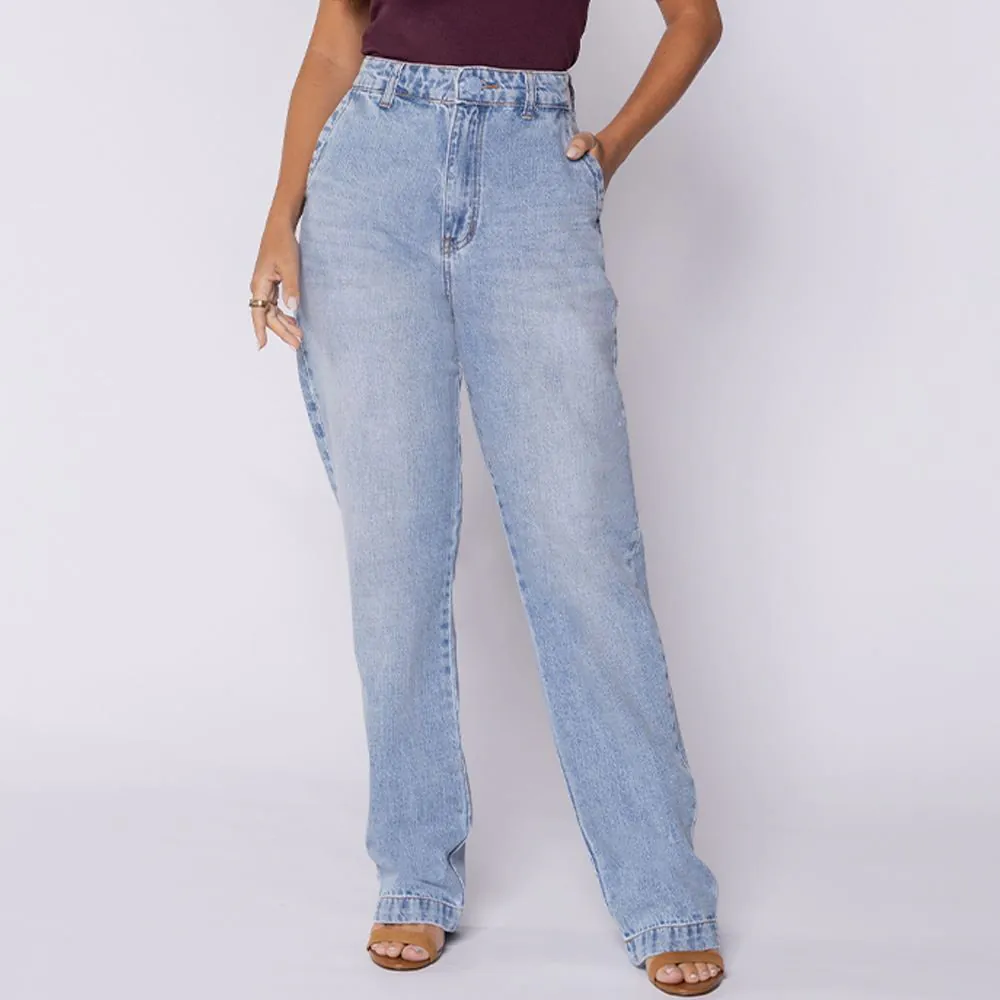 Calça Jeans Feminina Reta Patricia Foster Azul Claro