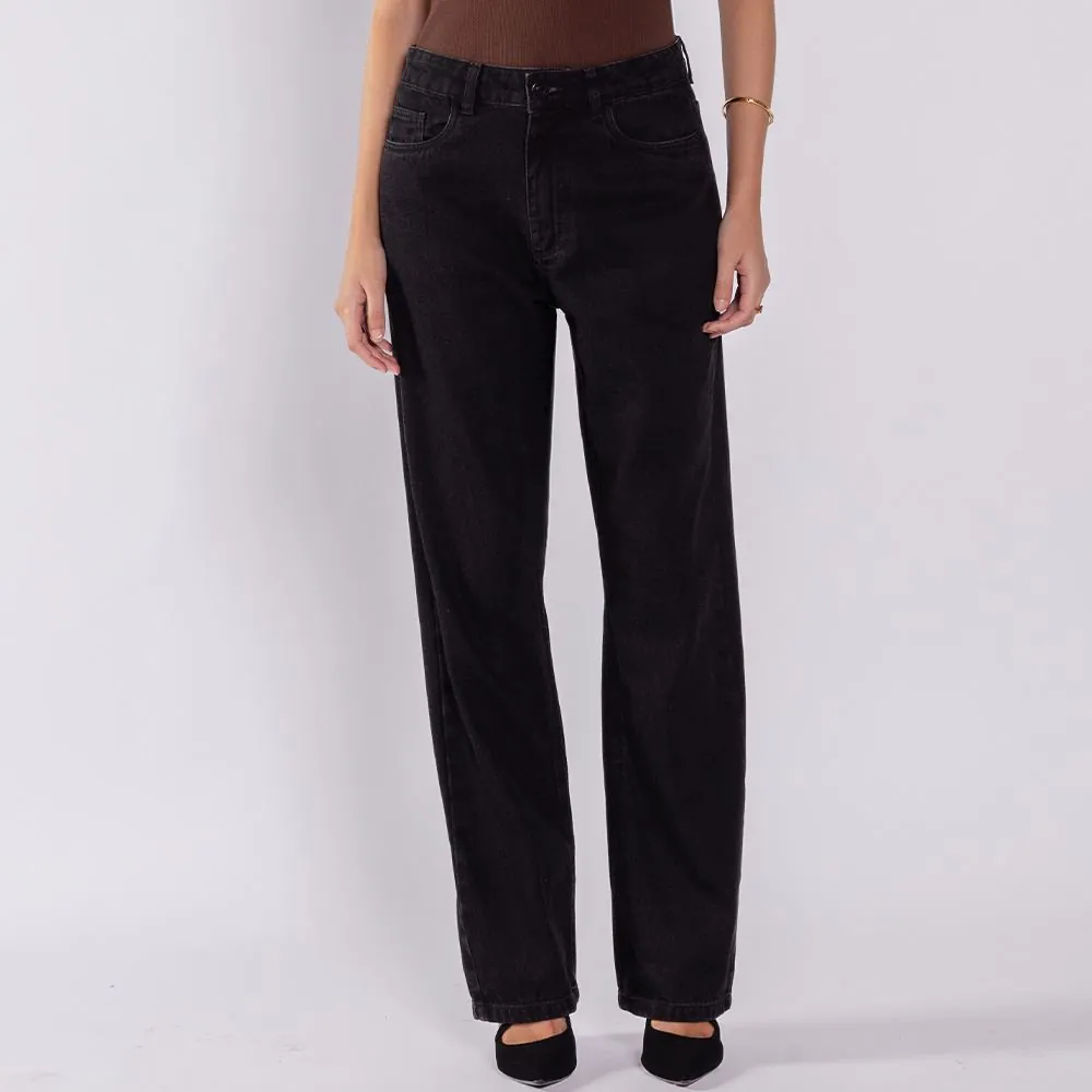 Calça Jeans Feminina Reta Patricia Foster Preto