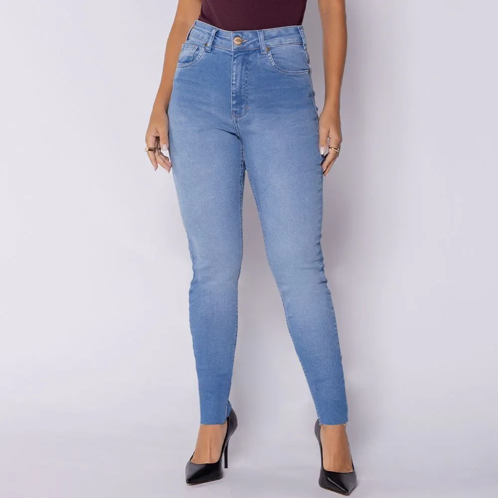 Calça Jeans Feminina Skinny Patricia Foster Azul Claro