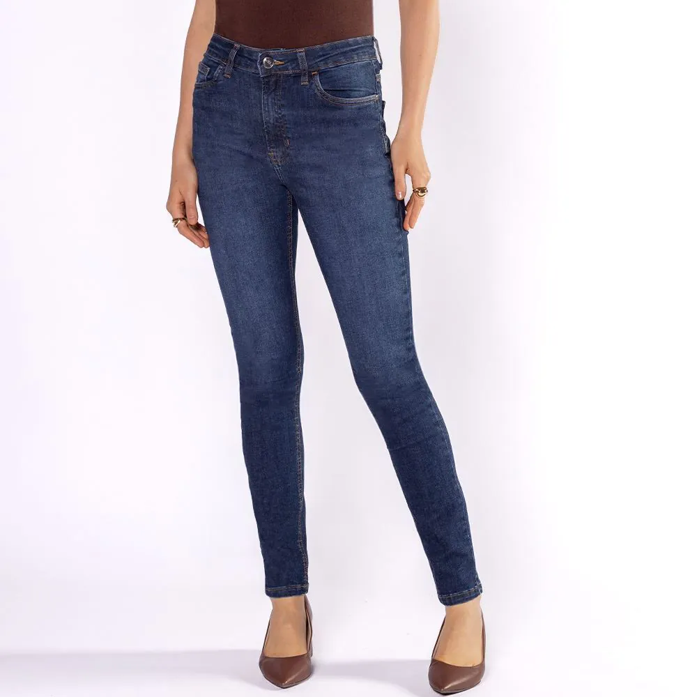Calça Jeans Feminina Skinny Patricia Foster Azul Escuro