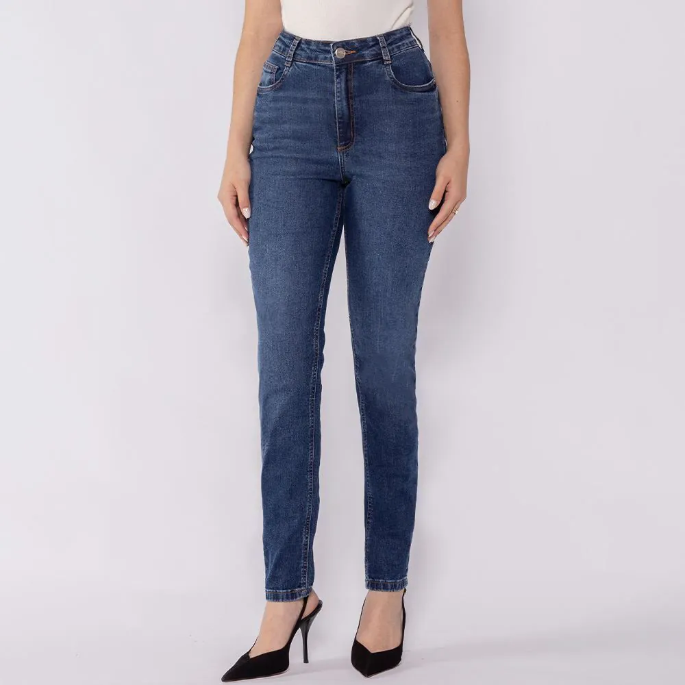 Calça Jeans Feminina Skinny Patricia Foster Azul Medio