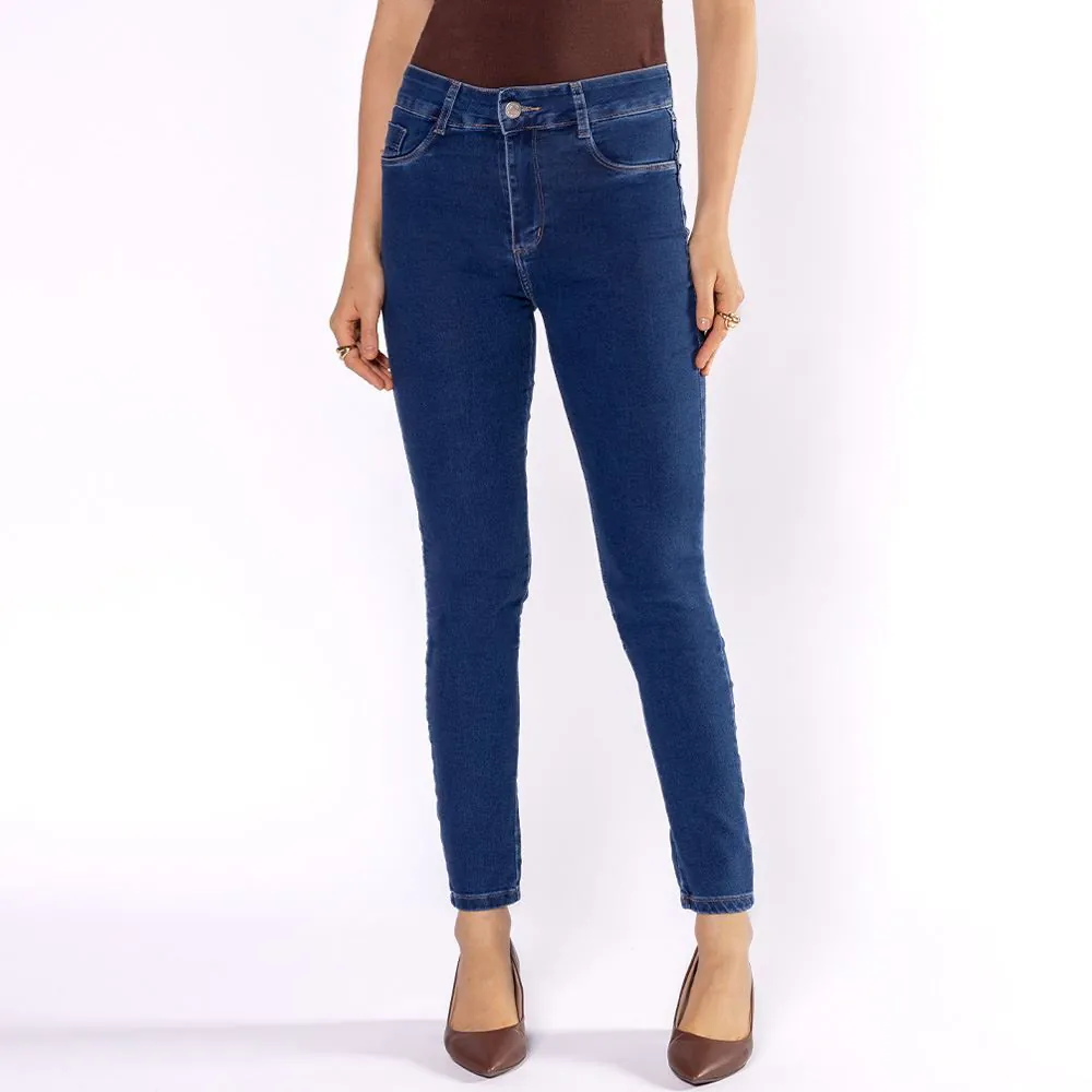 Calça Jeans Feminina Skinny Sawary Azul Escuro