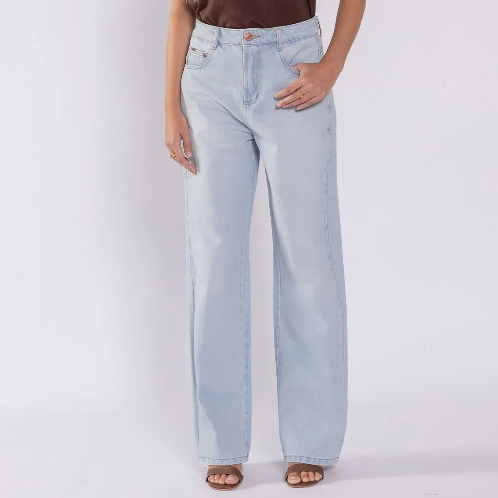Calça Jeans Feminina Wide Leg Boby Blues Azul Claro