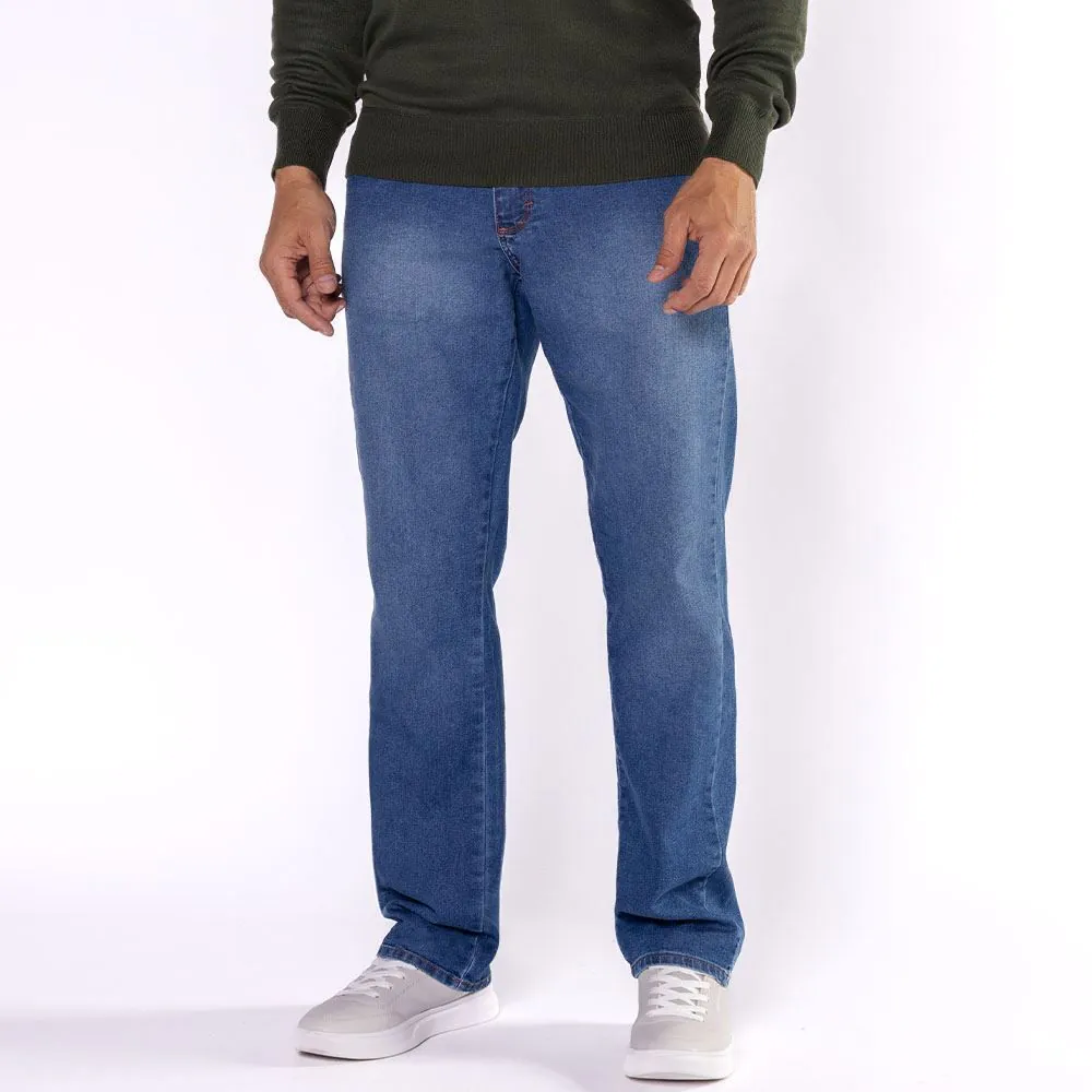 Calça Jeans Masculina Tradicional Marc Alain Azul Medio