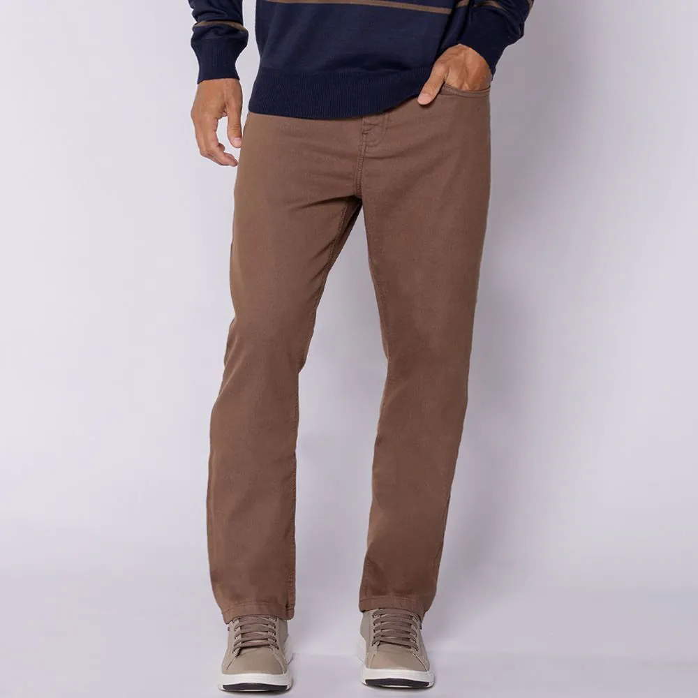Calça Masculina Five Pocket em Sarja Marc Alain Marrom