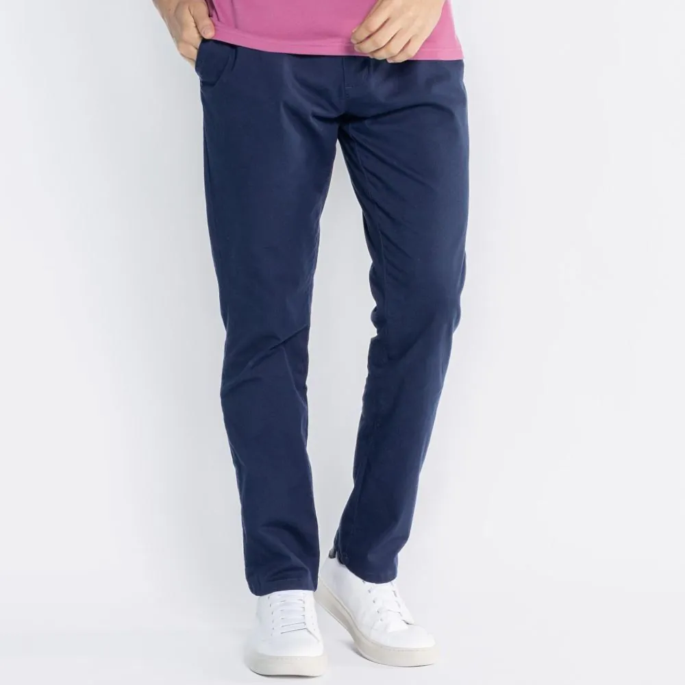 Calça Masculina Slim de Sarja Marc Alain Azul Marinho