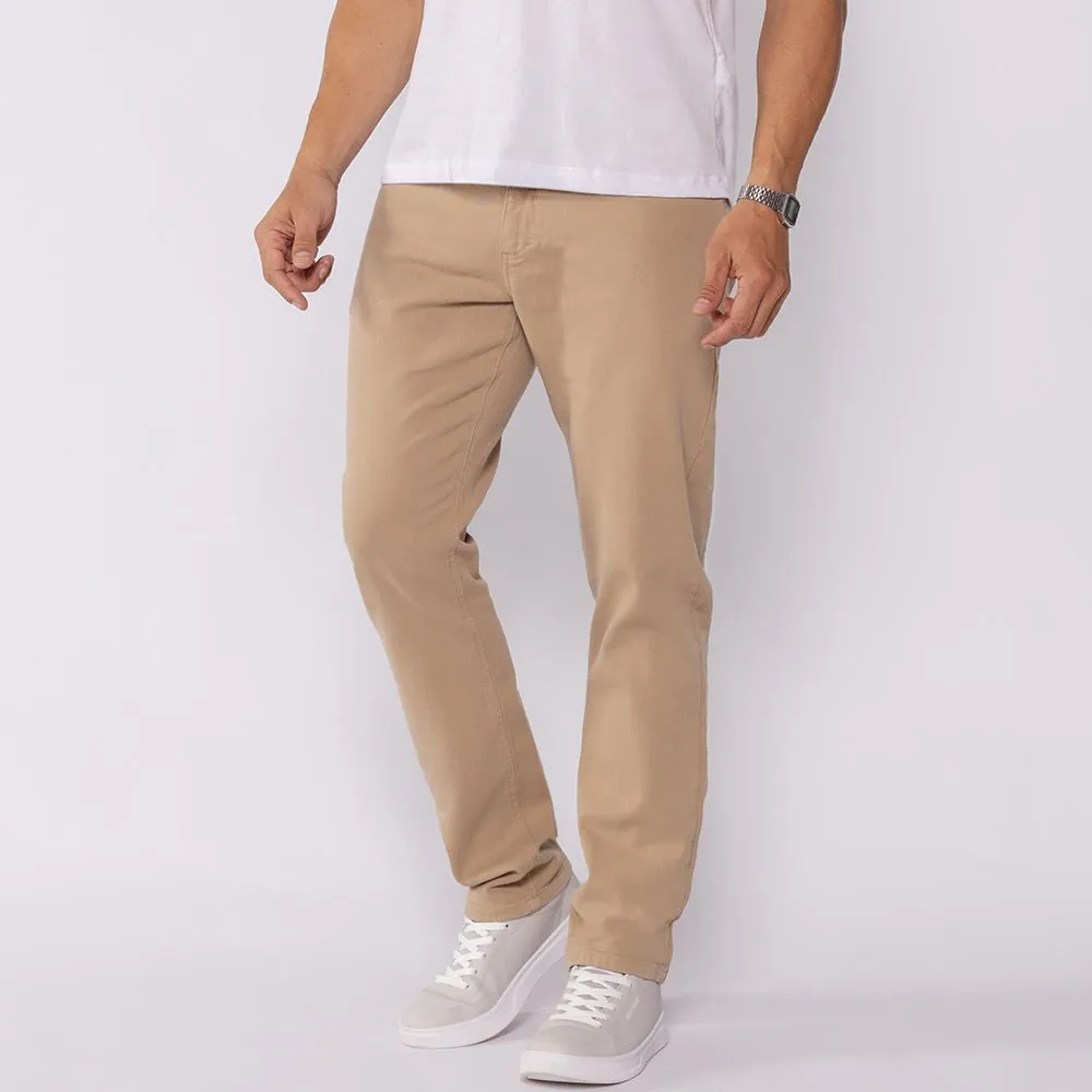 Calça Masculina Slim em Sarja Marc Alain Caqui