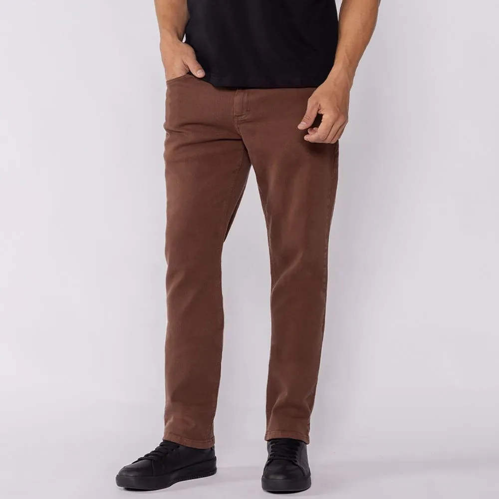 Calça Masculina Slim em Sarja Marc Alain Marrom