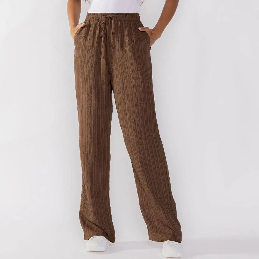 Calça Pantalona Estilo Pijama Boby Blues Marrom
