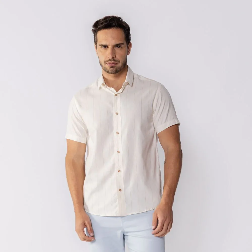 Camisa de Linho Masculina com Listras Marc Alain Linho
