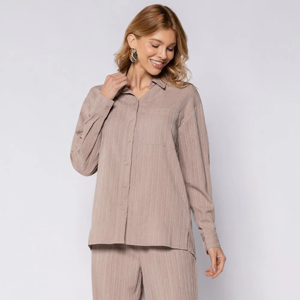 Camisa Feminina Alongada Listrada Boby Blues Fendi