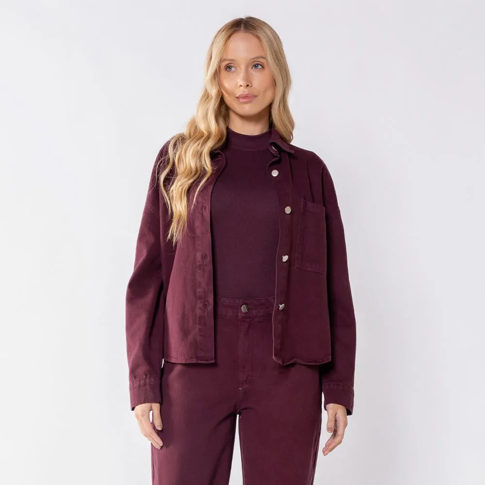 Camisa Feminina de Sarja Boby Blues Bordo