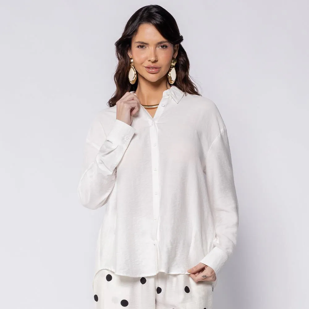 Camisa Feminina Texturizada Patricia Foster Off White