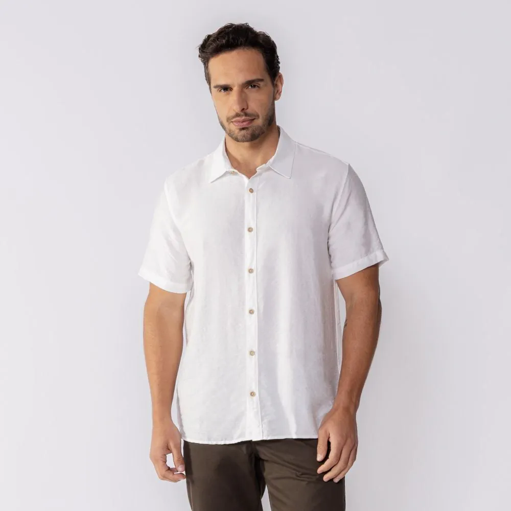 Camisa Masculina de Botão Manga Curta Thing Off White