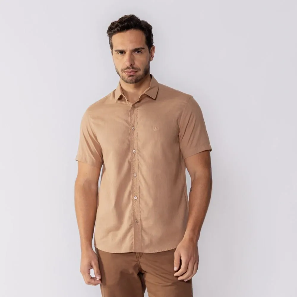 Camisa Masculina de Botão Verano Flame Thing Amendoa