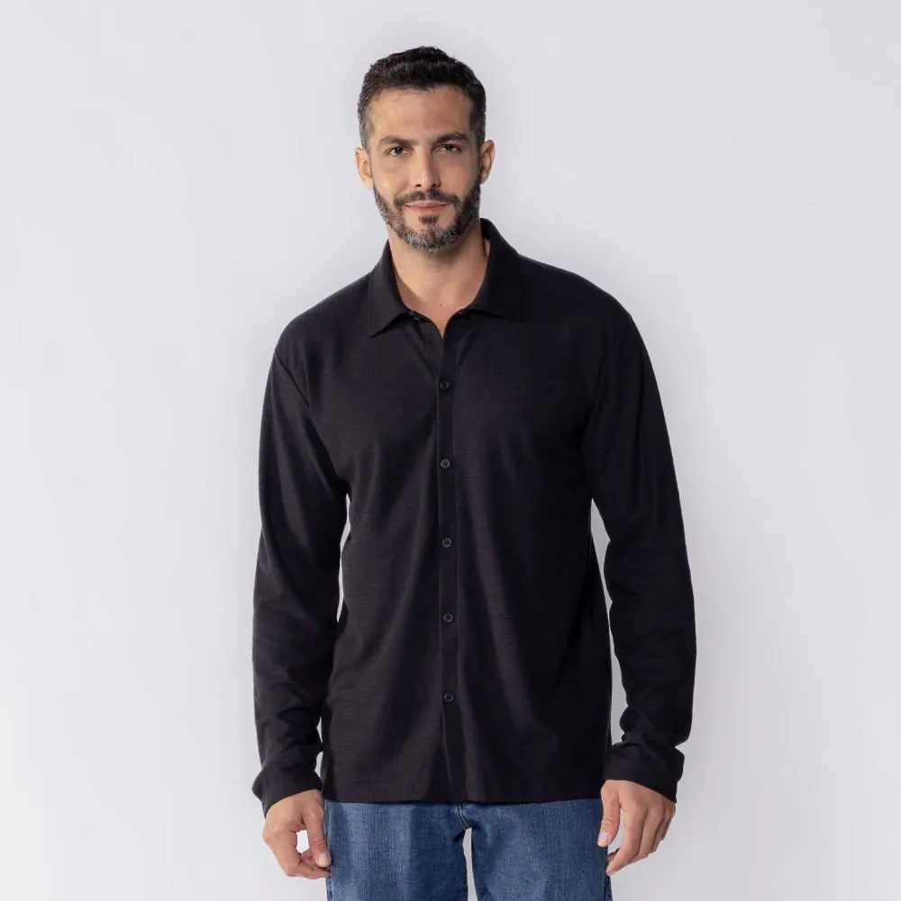 Camisa Masculina de Malha Hector Marc Alain Preto