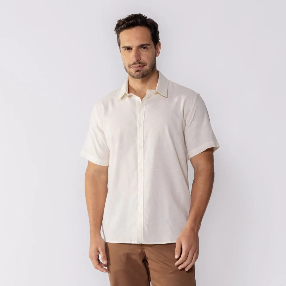 Camisa Masculina Lisa Viscolinho Marc Alain Natural