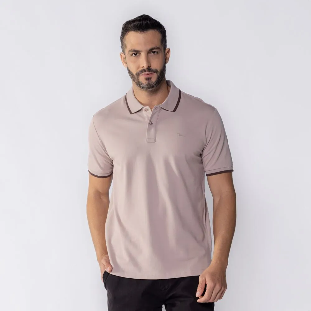 Camisa Polo Masculina de Algodão Marc Alain Bege