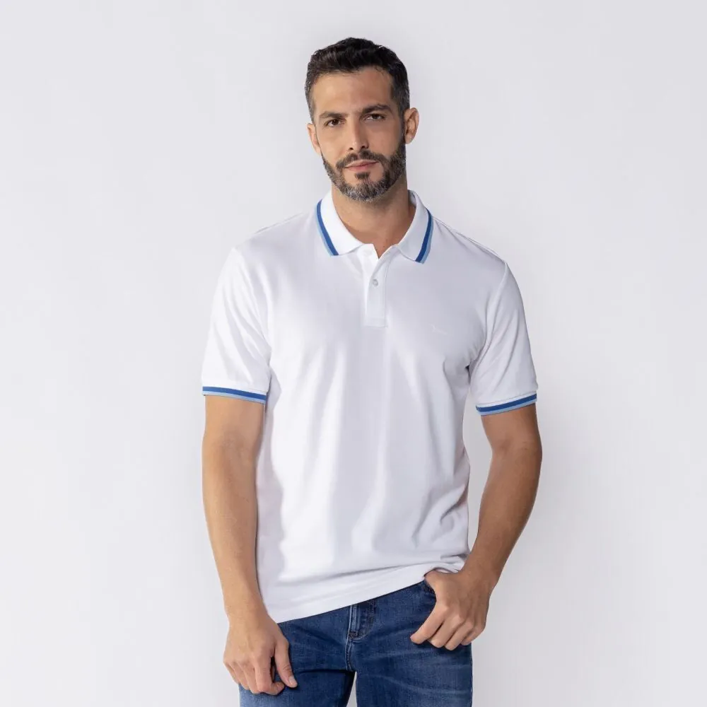 Camisa Polo Masculina de Algodão Marc Alain Branco