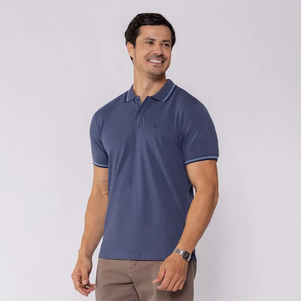 Camisa Polo Masculina de Algodão Marc Alain Indigo 19-3929