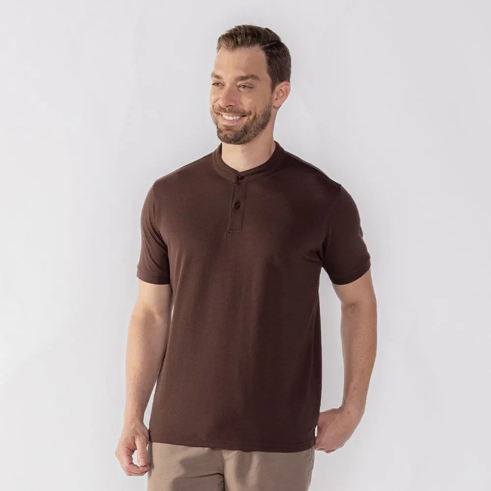 Camisa Polo Masculina Gola Padre Thing Marrom 19-1314