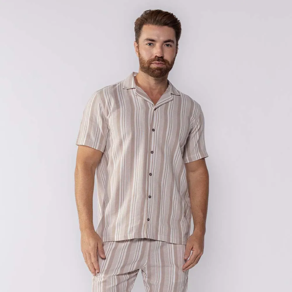 Camisa Masculina de Botão Listrada Thing Fendi