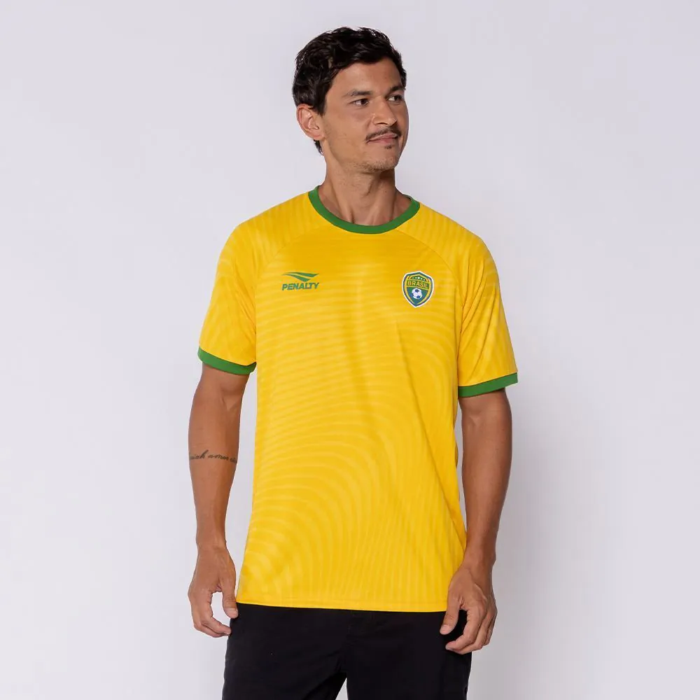 Camiseta Brasil Masculina Holográfica Penalty Amarelo