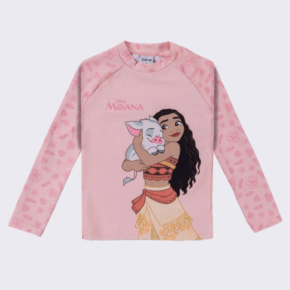 Camiseta Infantil com Proteção UV Moana 4 a 10 Anos Disney Coral