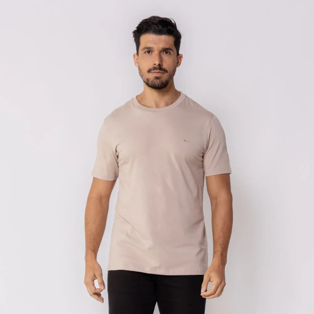 Camiseta Masculina Básica Cotton Marc Alain Areia 16-0906