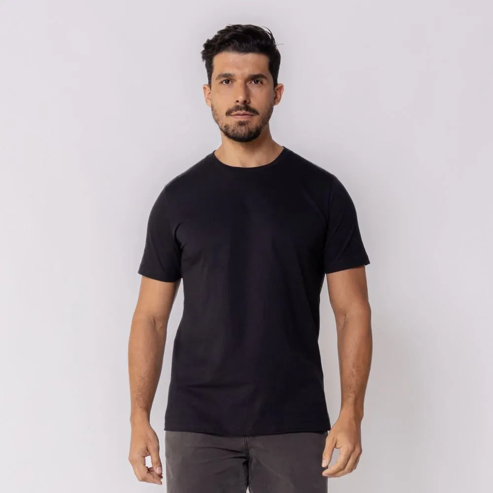 Camiseta Masculina Básica de Algodão Marc Alain Preto
