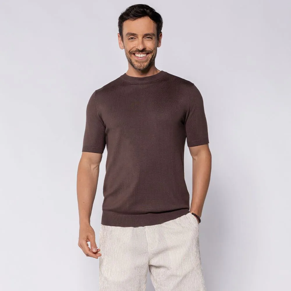 Camiseta Masculina Básica Tricot Thing Marrom