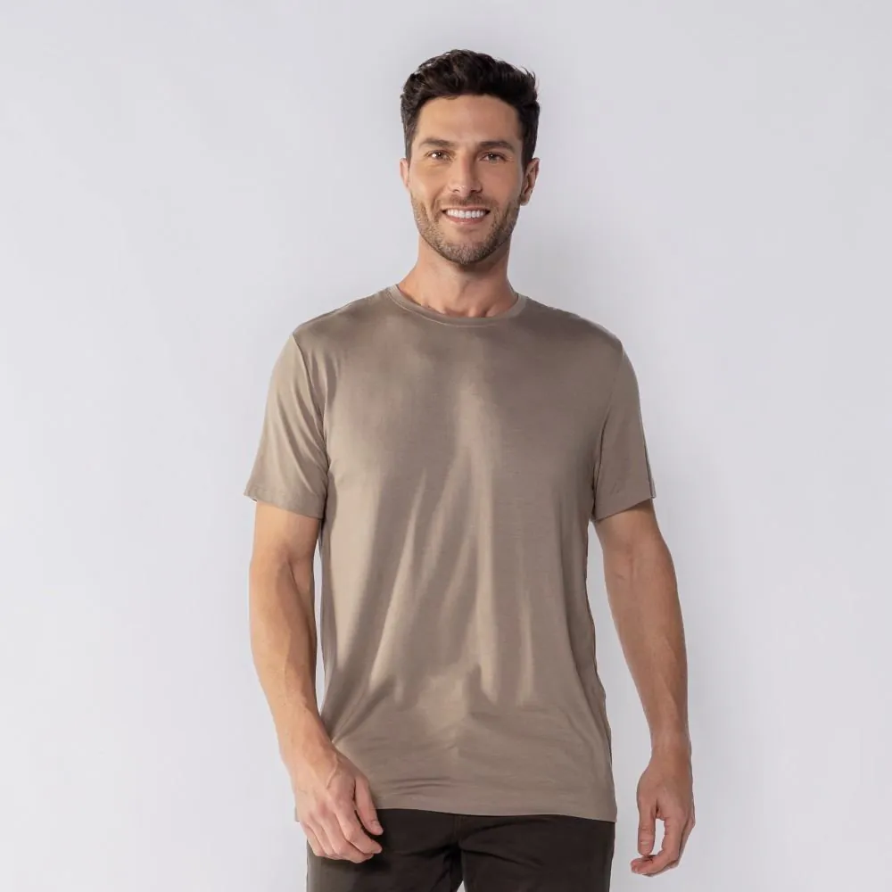 Camiseta Masculina Básica Viscoflex Marc Alain Bege 18-1110
