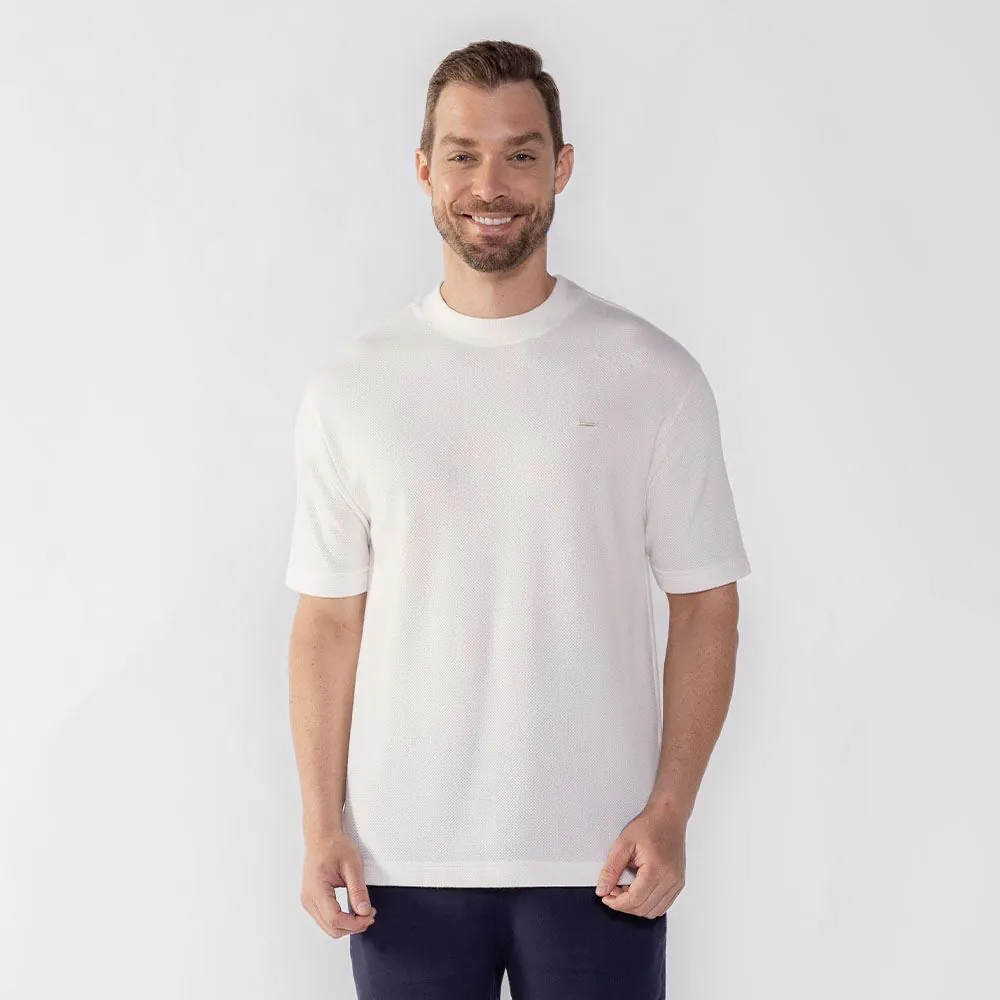 Camiseta Masculina com Textura Marc Alain Off White