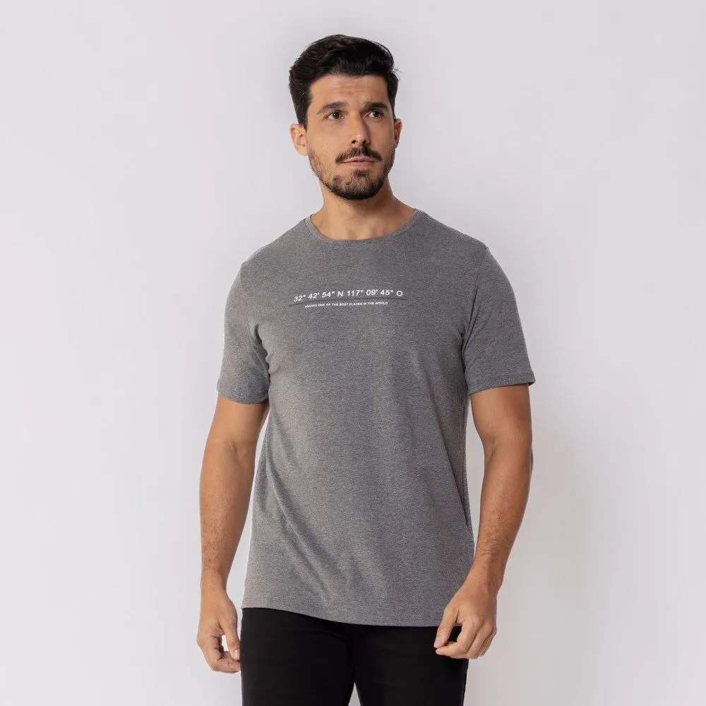 Camiseta Masculina Cotton com Estampa Marc Alain Mescla Dark