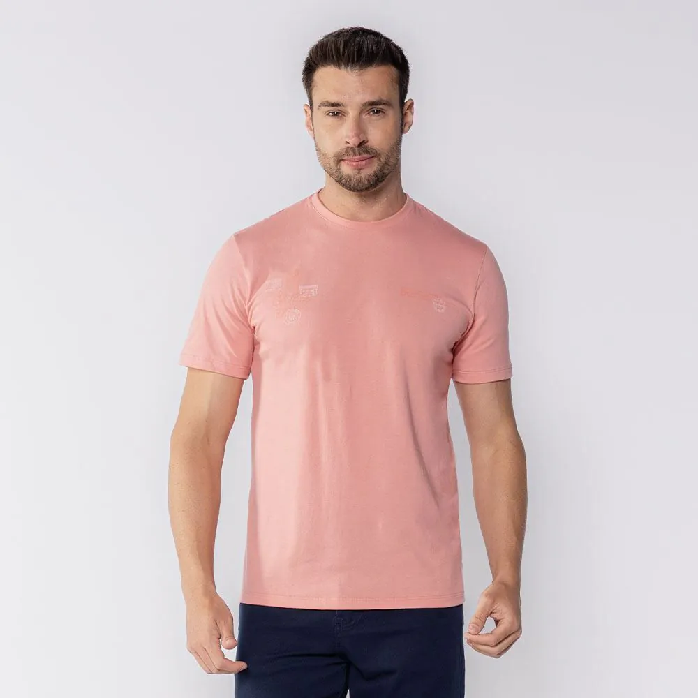 Camiseta Masculina de Algodão Marc Alain Coral Pastel