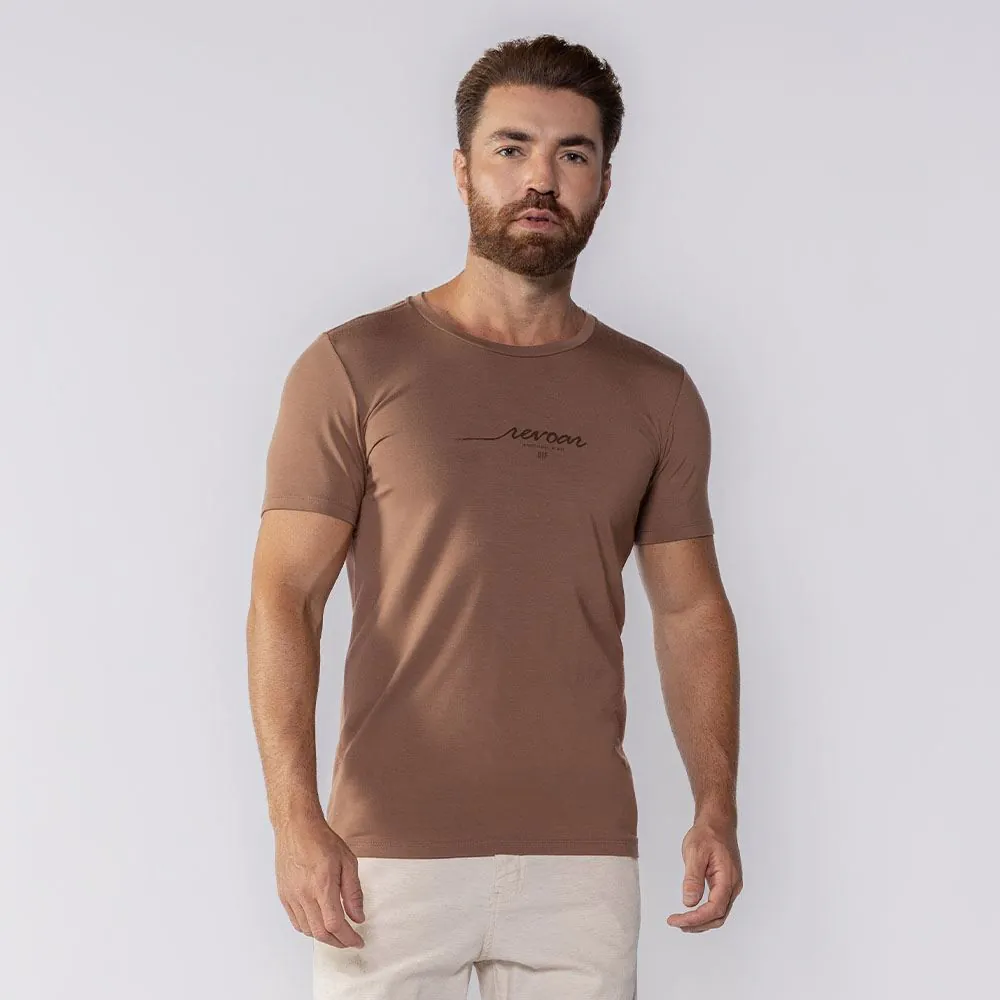 Camiseta Masculina de Viscose Olho Fatal Marrom Sabia