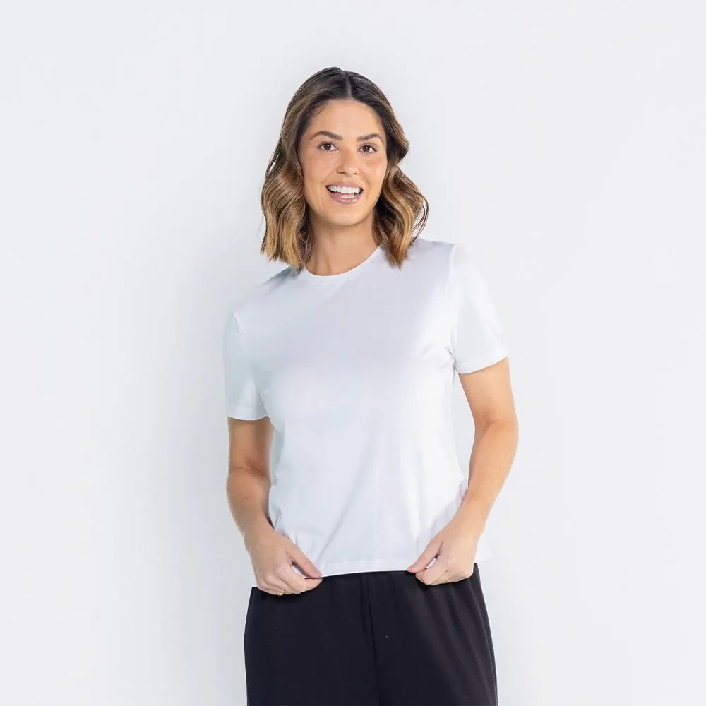 Camiseta Pima Feminina Básica Patricia Foster Branco
