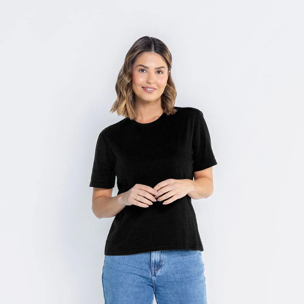 Camiseta Pima Feminina Básica Patricia Foster Preto