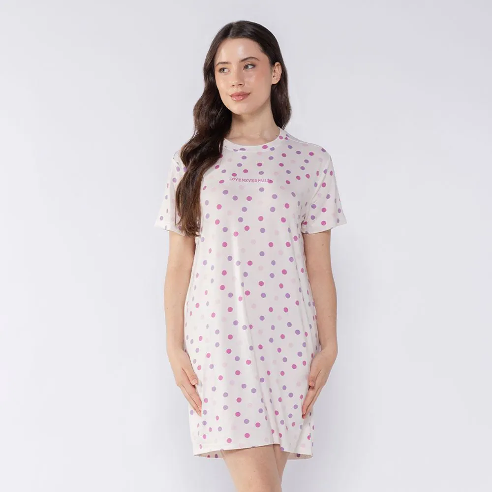 Camisola Feminina Manga Curta Poá Camila Moretti Off White