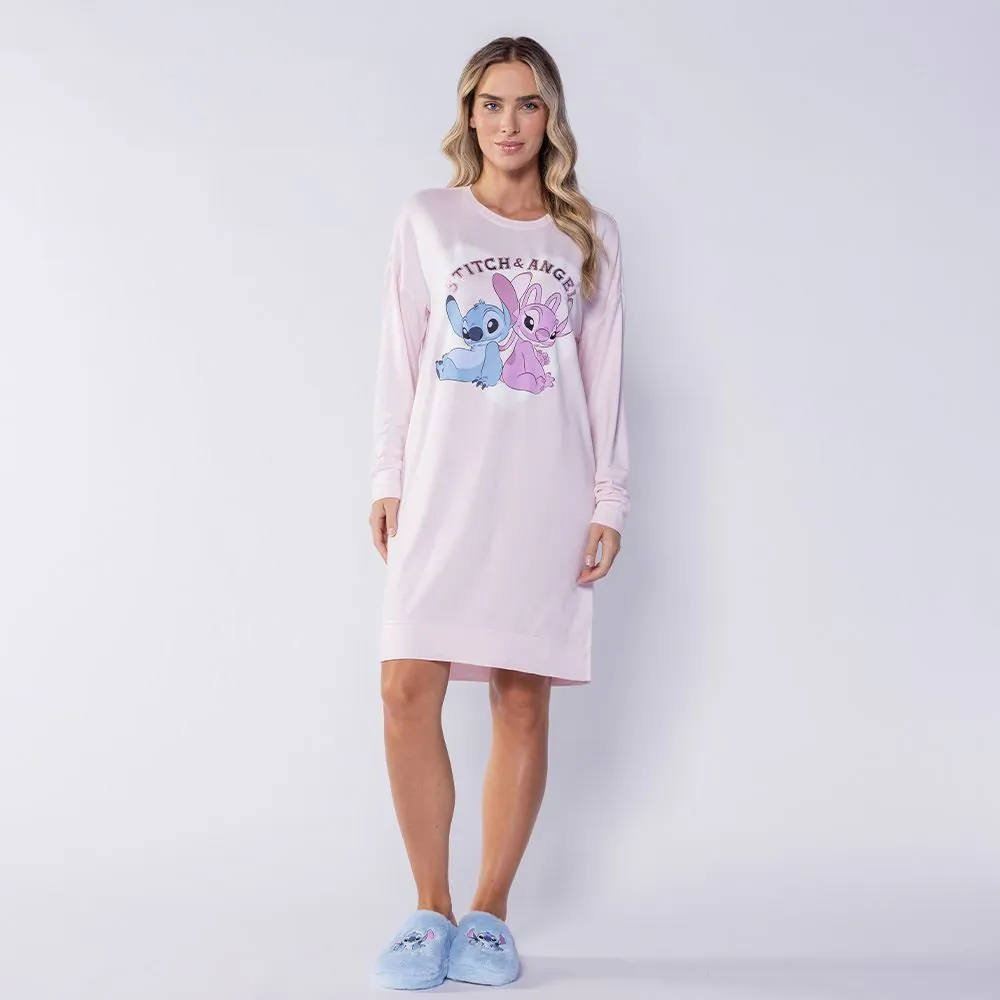Camisola Manga Longa em Malha Tricot Disney Stitch & Angel