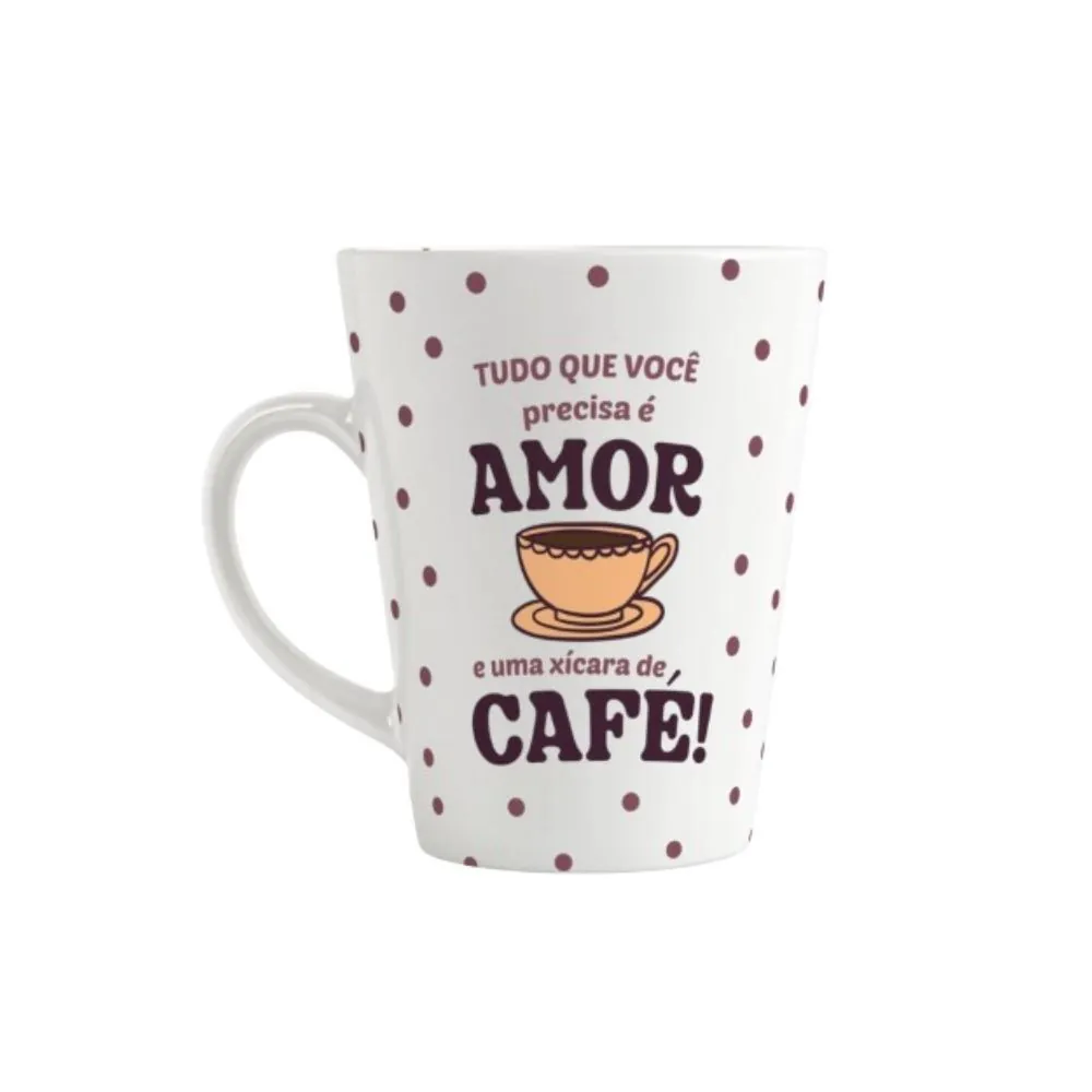 Caneca Amor e Café Lv Porcelanas - 290Ml
