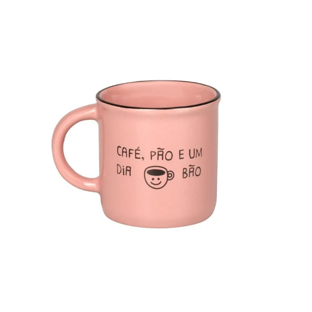 Caneca de Cerâmica Vintage Estampada 210Ml - Rosa