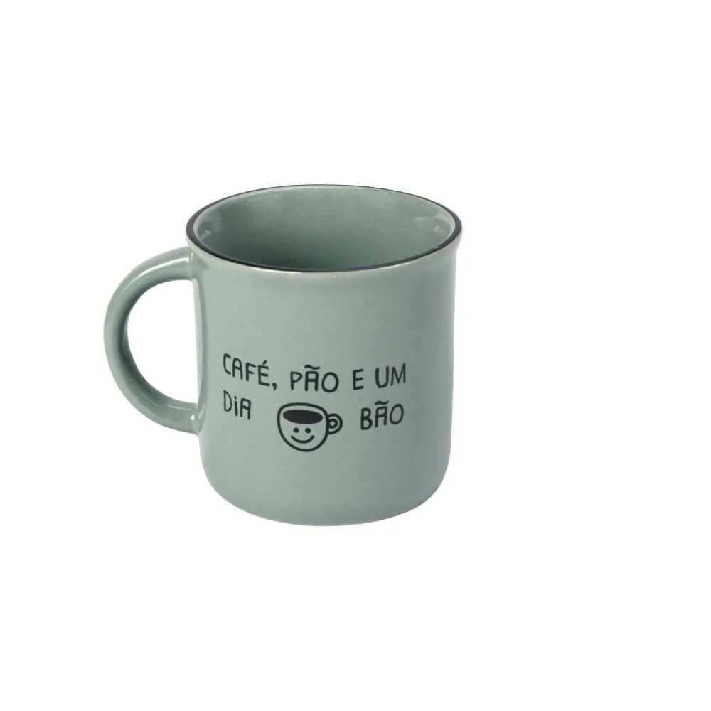 Caneca de Cerâmica Vintage Estampada 210Ml - Verde